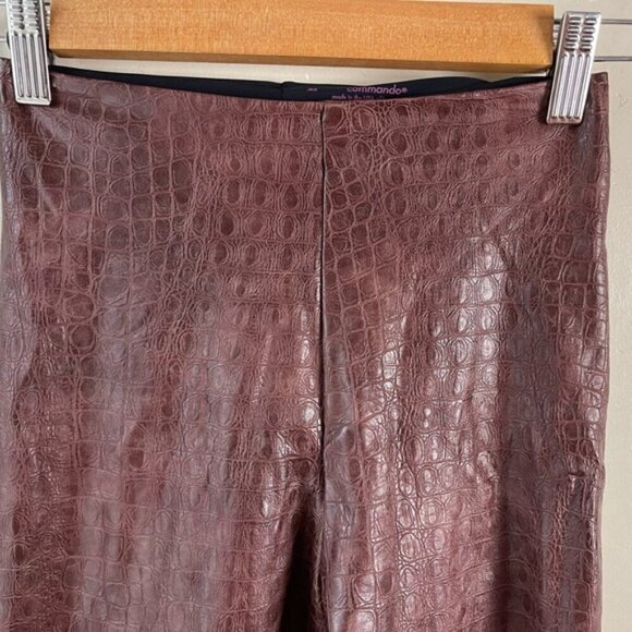 COMMANDO brown XS Croc-effect high-rise faux-leather leggings slimming - Picture 9 of 16